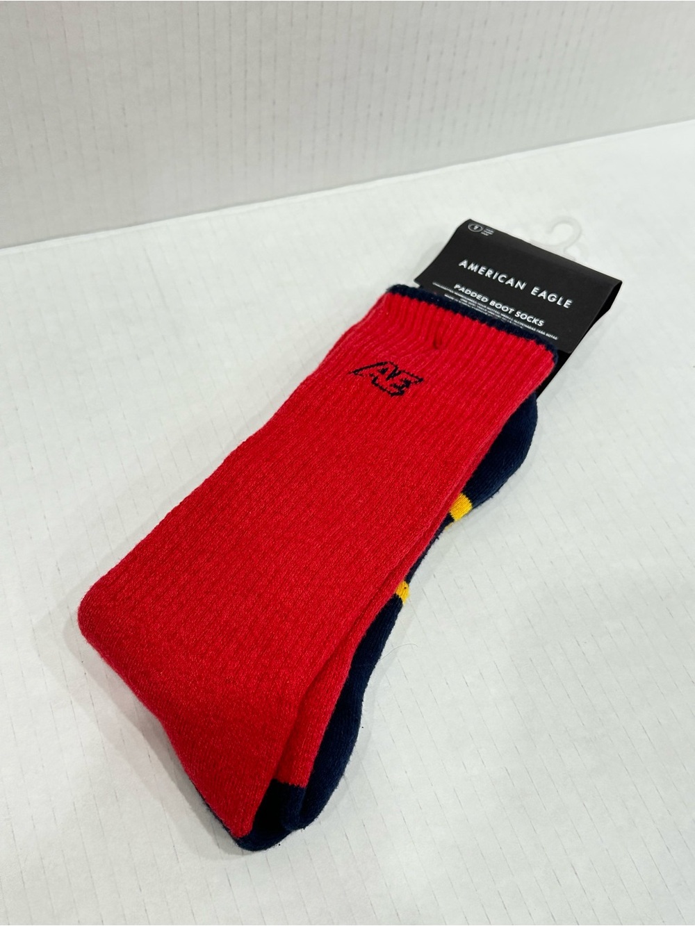 American Eagle Outfitters Men’s Red and Navy Padded Boot Socks
